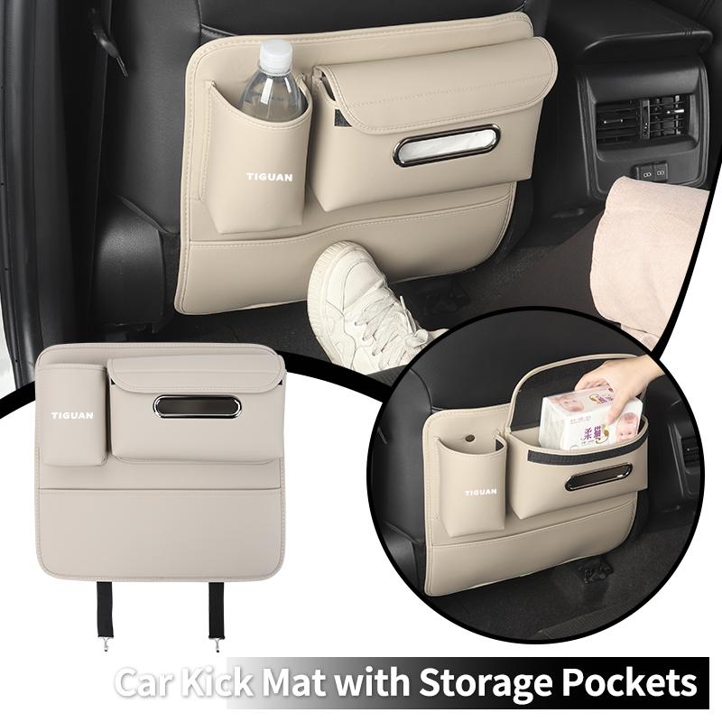BIG1 PU Leather Multifunctional Car Storage Bag Half-Cover Anti-Kick Mat Pad For VW Tiguan Passat b6 Jetta Scirocco Sagitar Touareg