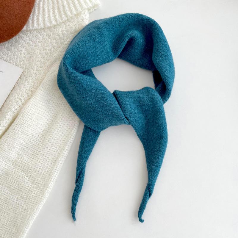 Sweet Knitted French Headscarf Warm Triangle Scarf Women's Korean Versatile Solid Small Shawl Scarf Neck Shoulder Protection