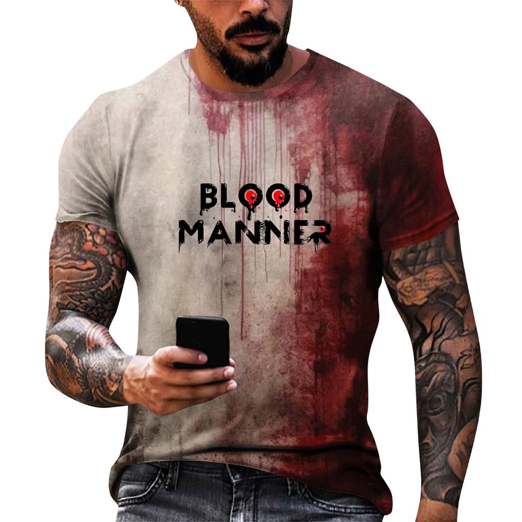 Unisex Summer Printed Round Neck T-Shirt Unisex Loose Casual Short Sleeve Top