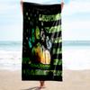 1PC Custom Name American Flag Paw Print Beach Towel Highly Absorbent And Sand-Resistant Towel for Swimming, Pool, Yoga, And Travel Lightweight