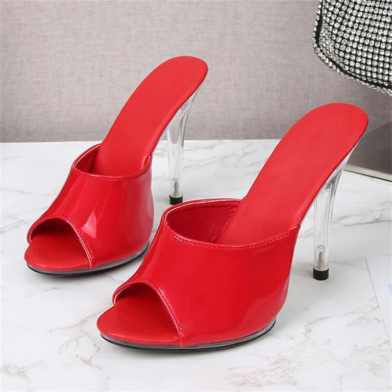 Fashion Eilyken Street Style Peep Toe Crystal Thin High Heels Women Slippers Sexy Party Wedding Prom Candy Color Female Shoes
