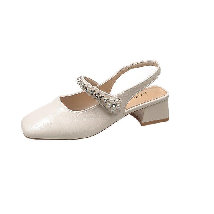 Beautiful High-end Summer Skirt Mary Jane Single Shoes New Square Bag Head Thick High-heeled Sandals Women