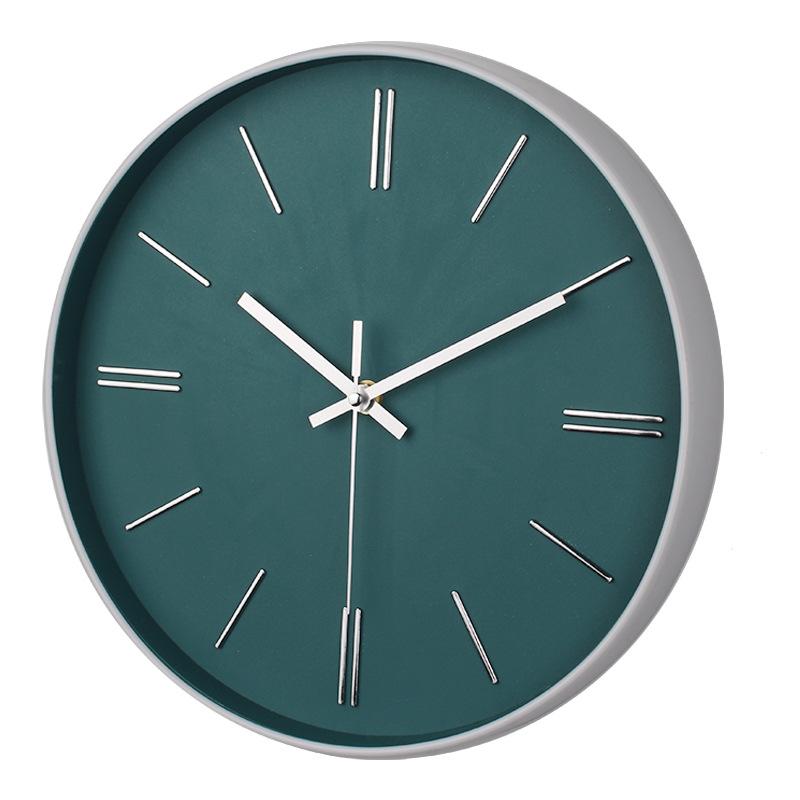 Round Ins Style Electronic Wall Clock Modern Fashion Silent Quartz Clock Personalized Creative Home Solid Color Clock