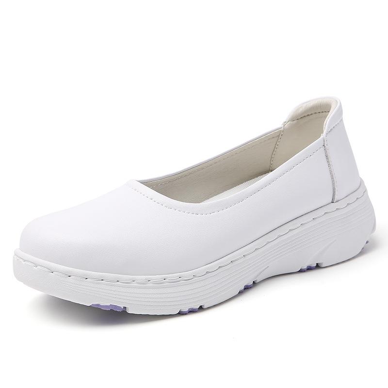 Nurse shoes women s spring summer soft sole breathable non-slip flat bottom thick sole leather work medical shoes spot 34