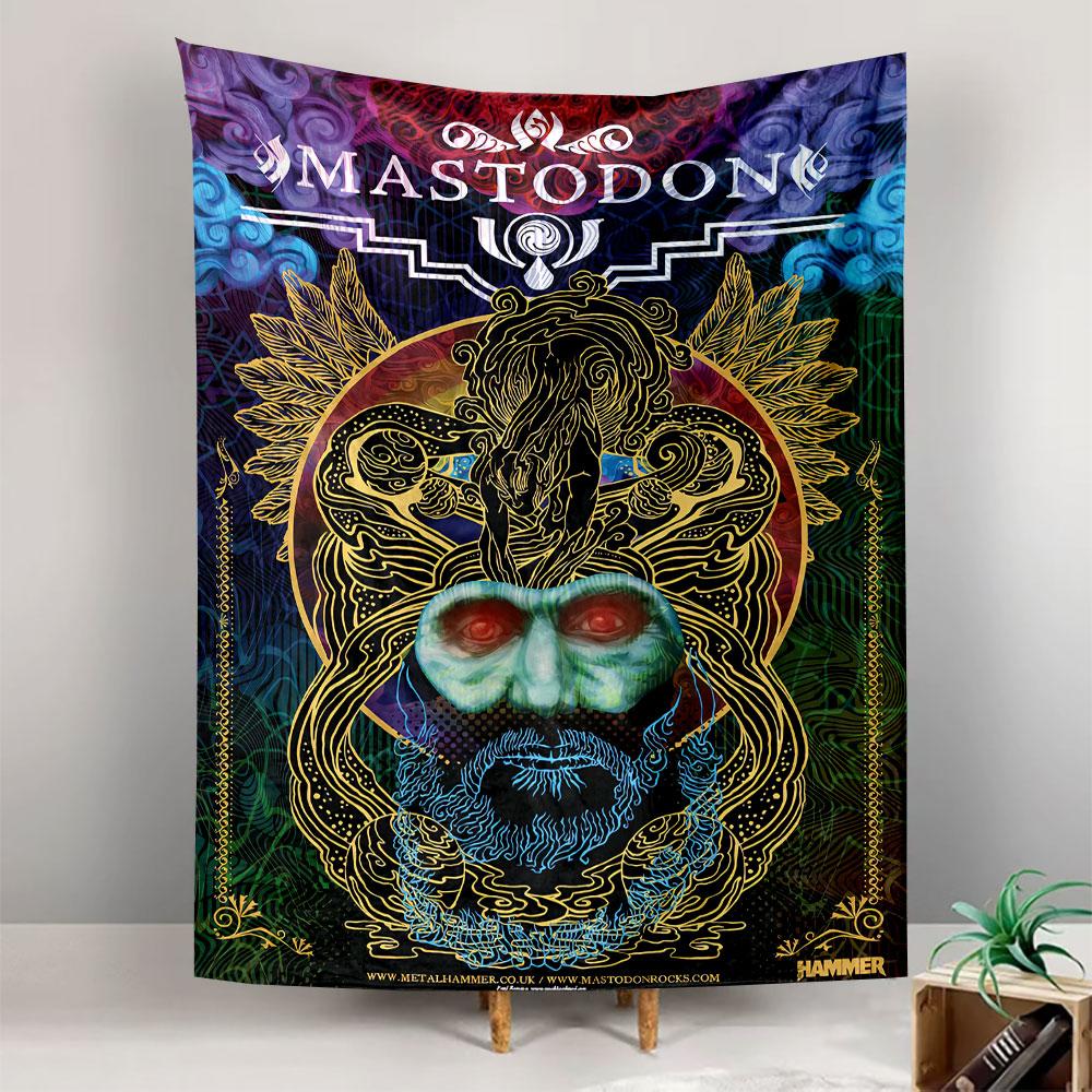 Mastodon Hammer Tapestry Wall Hanging, Heavy Metal Band Poster Art, Rock Wall Decor for Bedroom Living Room Dorm