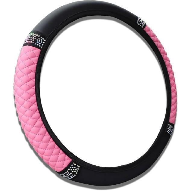 Bling Car Steering Wheel Cover, 15 Inch Anti-Slip Wheel Protector For Women Girls, Soft Leather Elastic Steering Wheel Protector, Car Interior