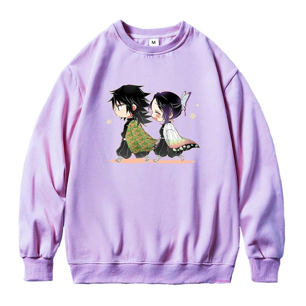 Demon Slayer Giyu Tomioka și Shinobu Kocho Hanorac cu imprimeu grafic Kimetsu No Yaiba Anime Hanorac pentru femei unisex
