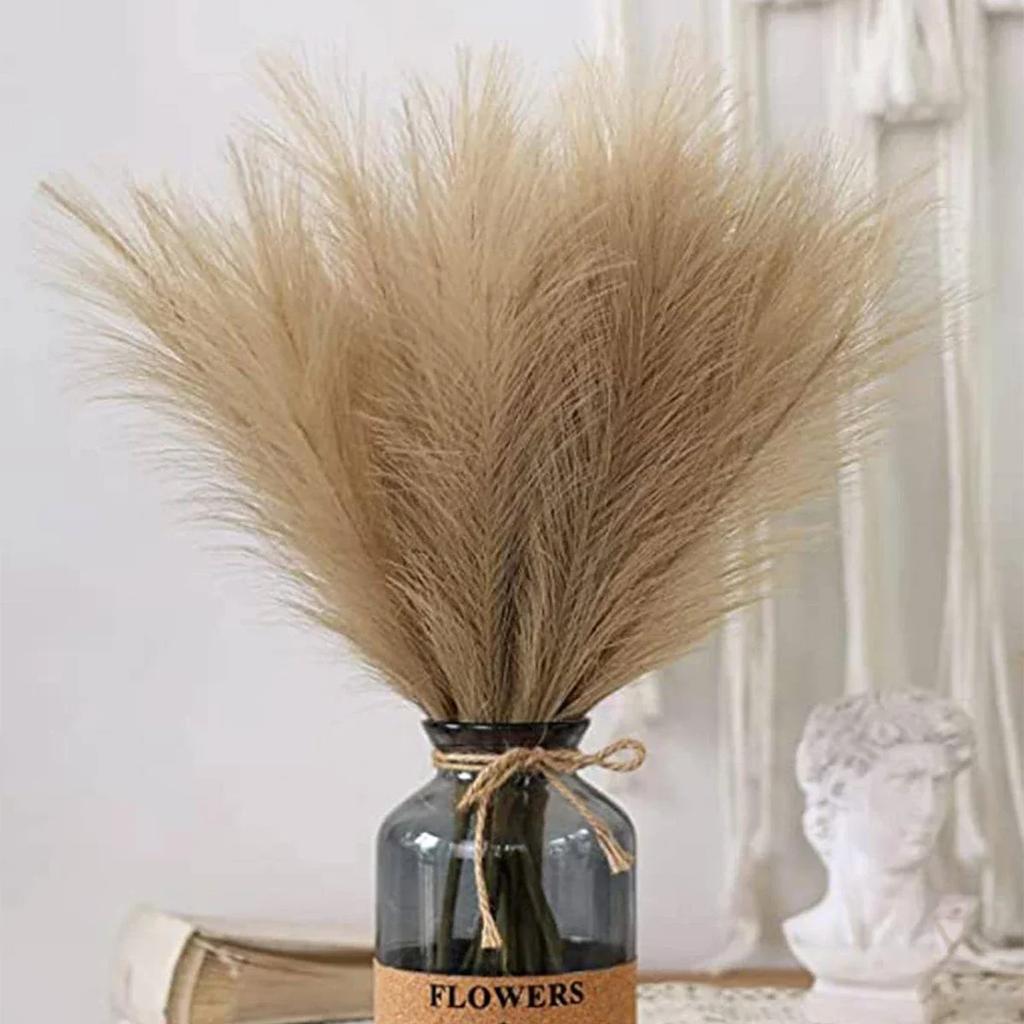 3pcs-Artificial Pampas Grass Simulation Feather Wedding Props Reed Hair Boho Home Decoration