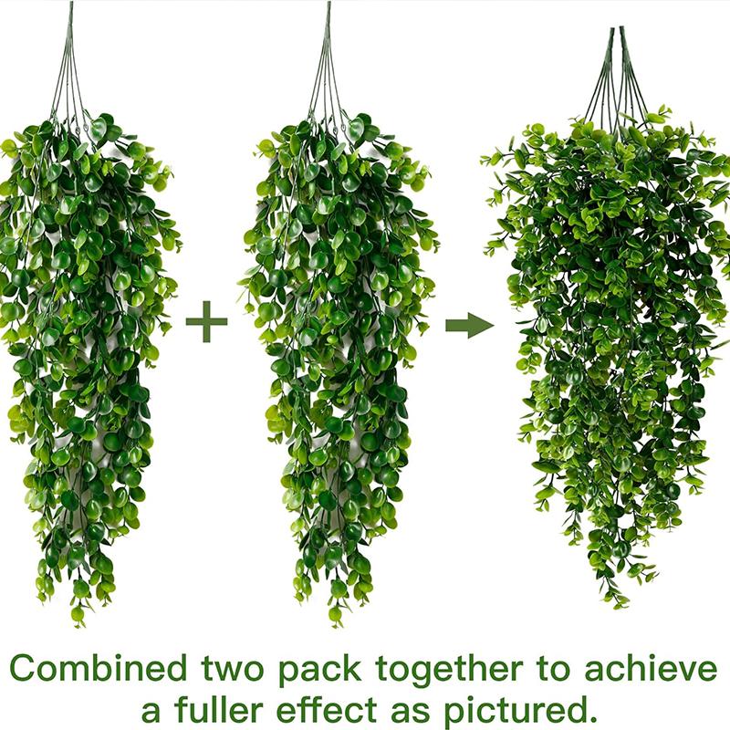 1/2PCS Artificial Hanging Plants Faux Eucalyptus Leaf Greenery Vine Outdoor UV Resistant Plastic Plants for Home Wedding Decor