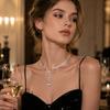 Temperament Collar Style Rhinestone Choker Water Drop Sparkling Zircon Crystal Necklace Light Luxury Women Neck Jewelry Wedding