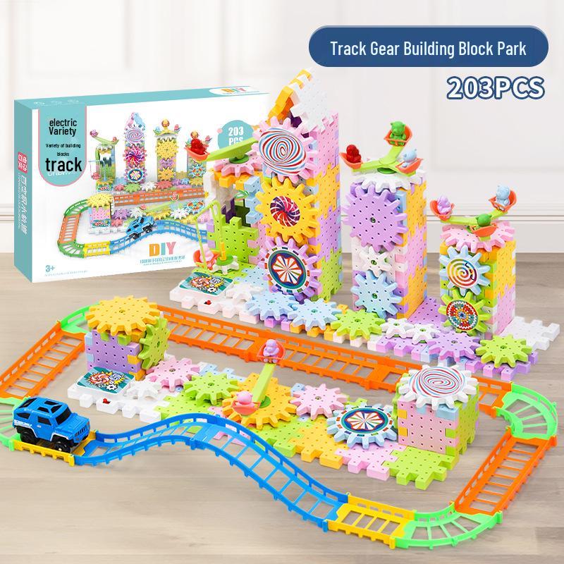 Adjustable Electric Gear Building Blocks Toy Set for Girls and Boys, Educational Puzzle for Ages 3-6