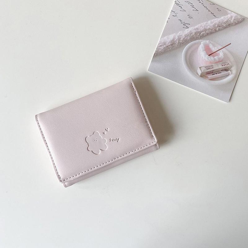 Women Cute Bear Wallets Triple Multi Functional Short Wallets Fold Card Holder Coin Purse Ladies Card Bag Clip Cartoon Bags