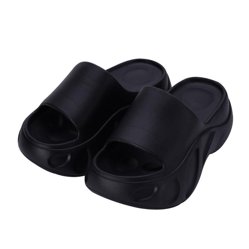 New summer cool slippers women's indoor and outdoor wear wear wear-resistant and non-slip one-word flip-flop muffin platform slippers beach shoes