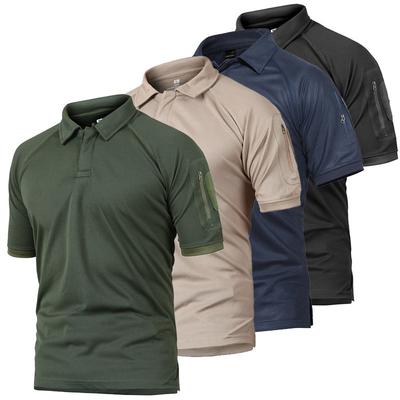 Summer Men's Outdoor Solid Color Quick Drying T-shirt Stretch Slim Camouflage Short Sleeved Polo Shirts Men’s