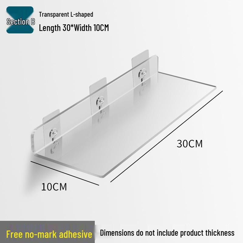 Acrylic Wall-Mounted Bathroom Mirror Cabinet with No-Punch Shelf
