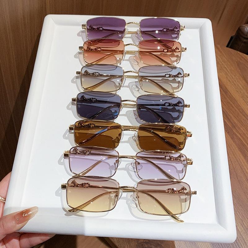 European and American trend Carhome full frame sunglasses men's metal leopard head square sunglasses female cheetah sunglasses