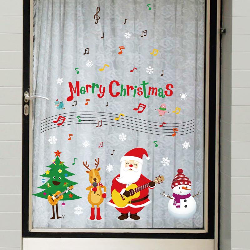 Christmas Window Glass Stickers: Santa Claus & Snowflake DIY Decorations