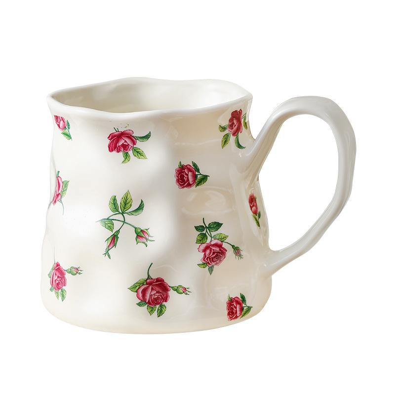 

Retro light luxury rose ceramic cup cross-border high-value Phnom Penh coffee cup saucer ins home afternoon tea mug 180ml-400ml