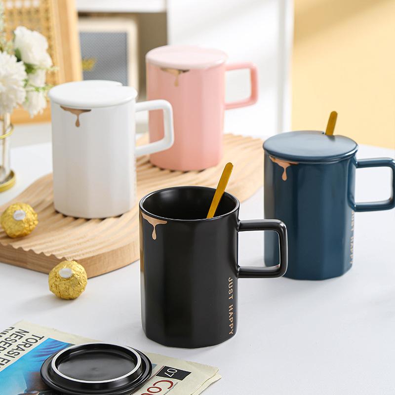 Creative Geometric Vertical Pattern Cup Ceramic Cup Mug Gift Souvenir Couple Cup