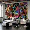 Fantasy Bookself Wall Tapestry Aesthetic Wall Hanging Printed Fabric Blanket Decorative Tapestries for Bedroom Living Room Home Decor