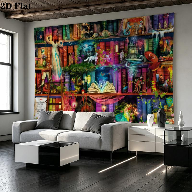 Fantasy Bookself Wall Tapestry Aesthetic Wall Hanging Printed Fabric Blanket Decorative Tapestries for Bedroom Living Room Home Decor