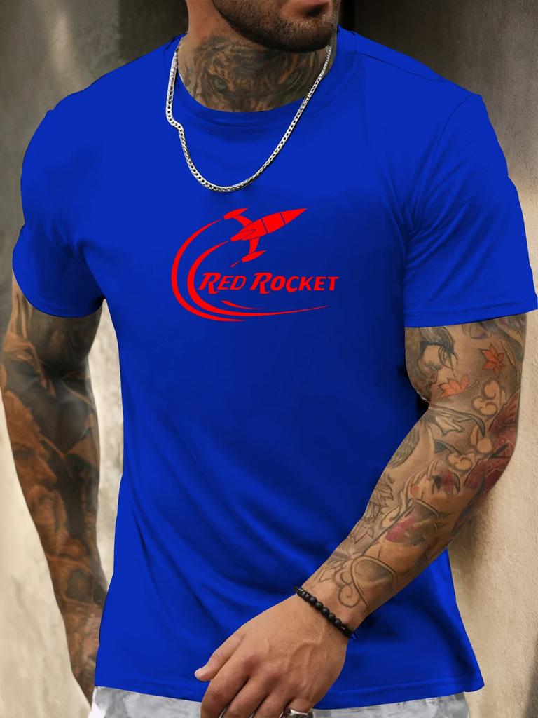 Short Sleeve TShirt RED ROCKET Mens 100 Cotton Pattern Printed Shirt Summer Round Neck Breathable Casual Fashion Cool Tee