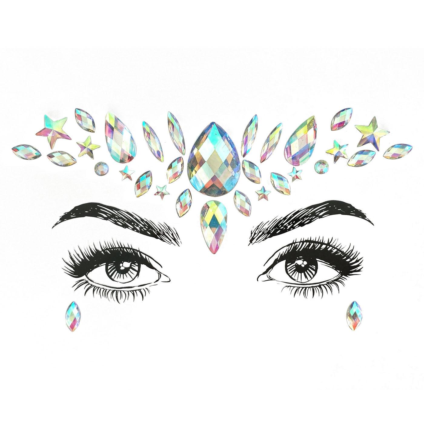 Кристалл Лицо Драгоценности Стразы Лицо Наклейки Макияж Для Лица Фестиваль Драгоценных Камней Блеск Татуировки Бровей Фестиваль Партии Женщин Наряжаться 12.5*16.5CM