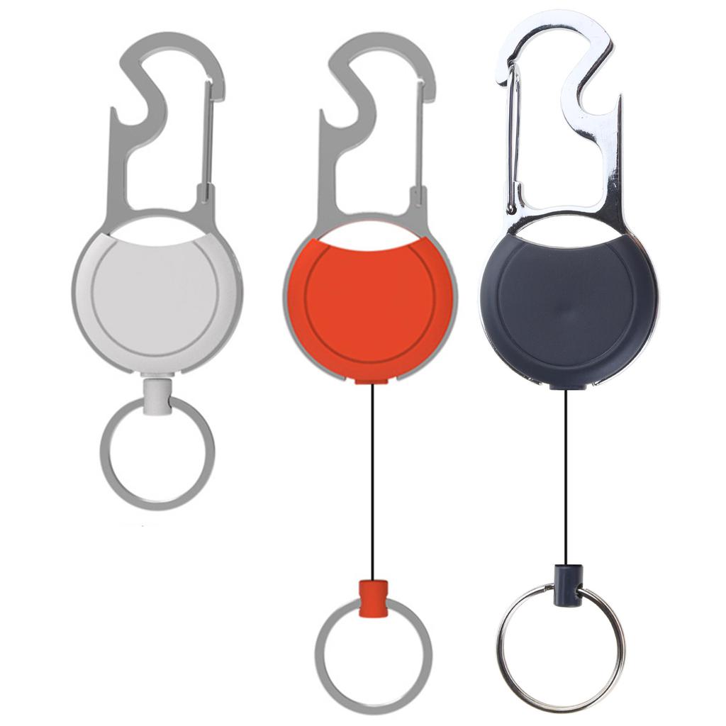 Heavy Duty Retractable Keychain Strong Casing Carabiner Keychains Retractable Badge Holder Nylon Woven Rope Keyring Hook