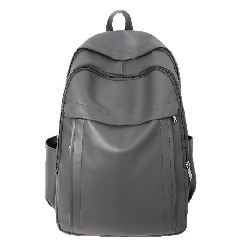 Solid Unisex Backpack Color Pu Material With Padded Straps For School And Trips