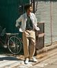 UNIFORM BRIDGE Basic Cotton Chino Pants Beige