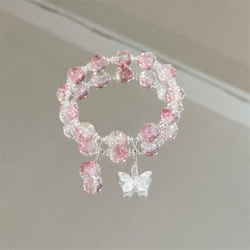 Handgefertigtes Perlenarmband für Damen Elegantes Schmetterlings-Quasten-Anhänger-Accessoire für Geburtstagsgeschenk
