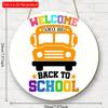 2d Flat 20*20cm, Back To School Season Decoration, "Welcome School Bus Back To School", Circular Wooden Creative Decoration Logo, for School Decor.