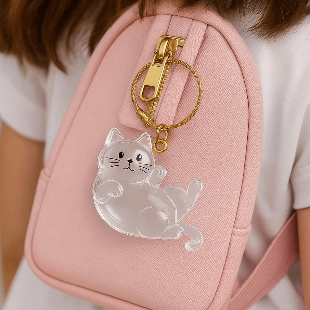 Transparent Cat Hair Storage Keychain Cute Gifts Portable Souvenirs Keychain DIY Decoration Pet Fur Keepsake Capsule