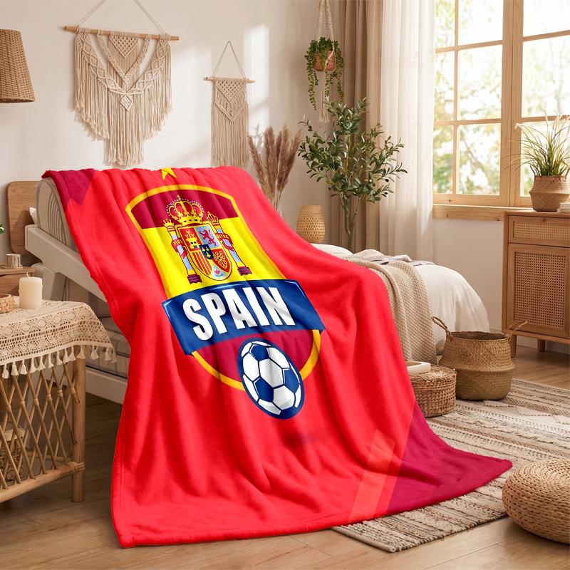 Spain National Football Team Print Flannel Blanket Soft Warm Sofa Bed Throw Blanket For Home Office Bedroom