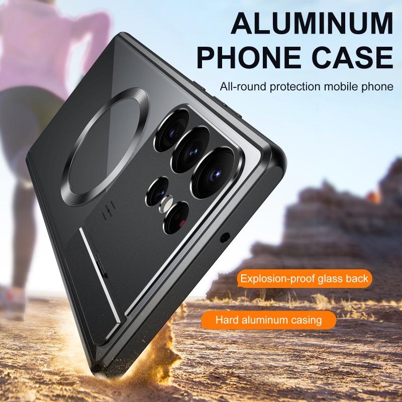 For Samsung Galaxy S24 S23 S22 S21 Ultra Case Metal Aluminum Alloy Magnetic Magsafe Car Phone Holder Perfume Protective Back Cover