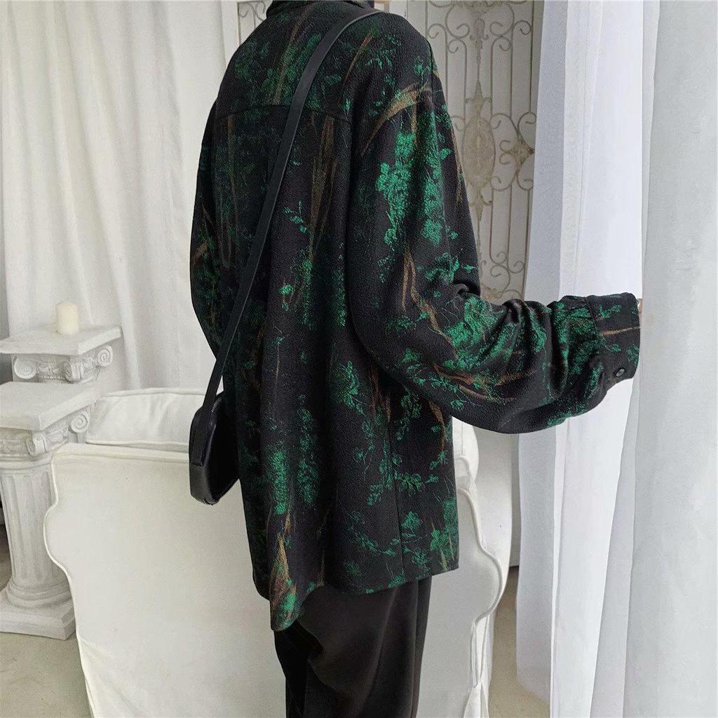 Men's Chic Retro Abstract Print Long Sleeve Shirt Jacket – Nightclub Style