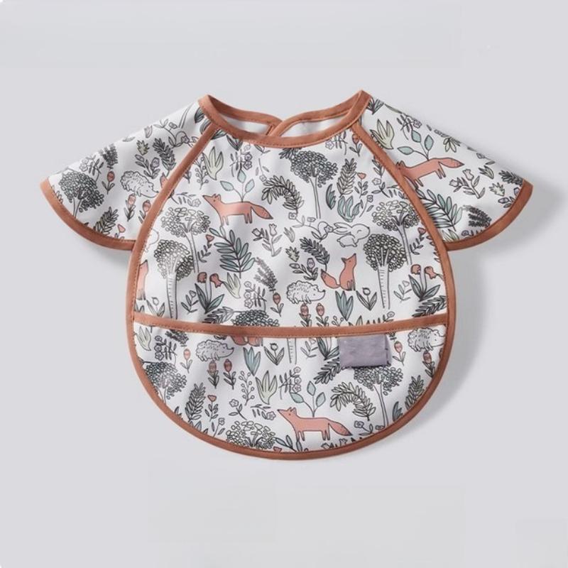 1 Piece Newborn Feeding Bibs Retro European Cute Animal Infant Baby Short Sleeve Burp Cloths Waterproof Washing Baby Bibs