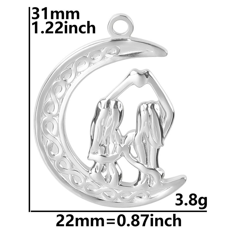Multistyle Vintage Stainless Steel Moon Charms For Earrings Making Witchknot Pendants Breloques Acier Inoxydable Creation Bijoux