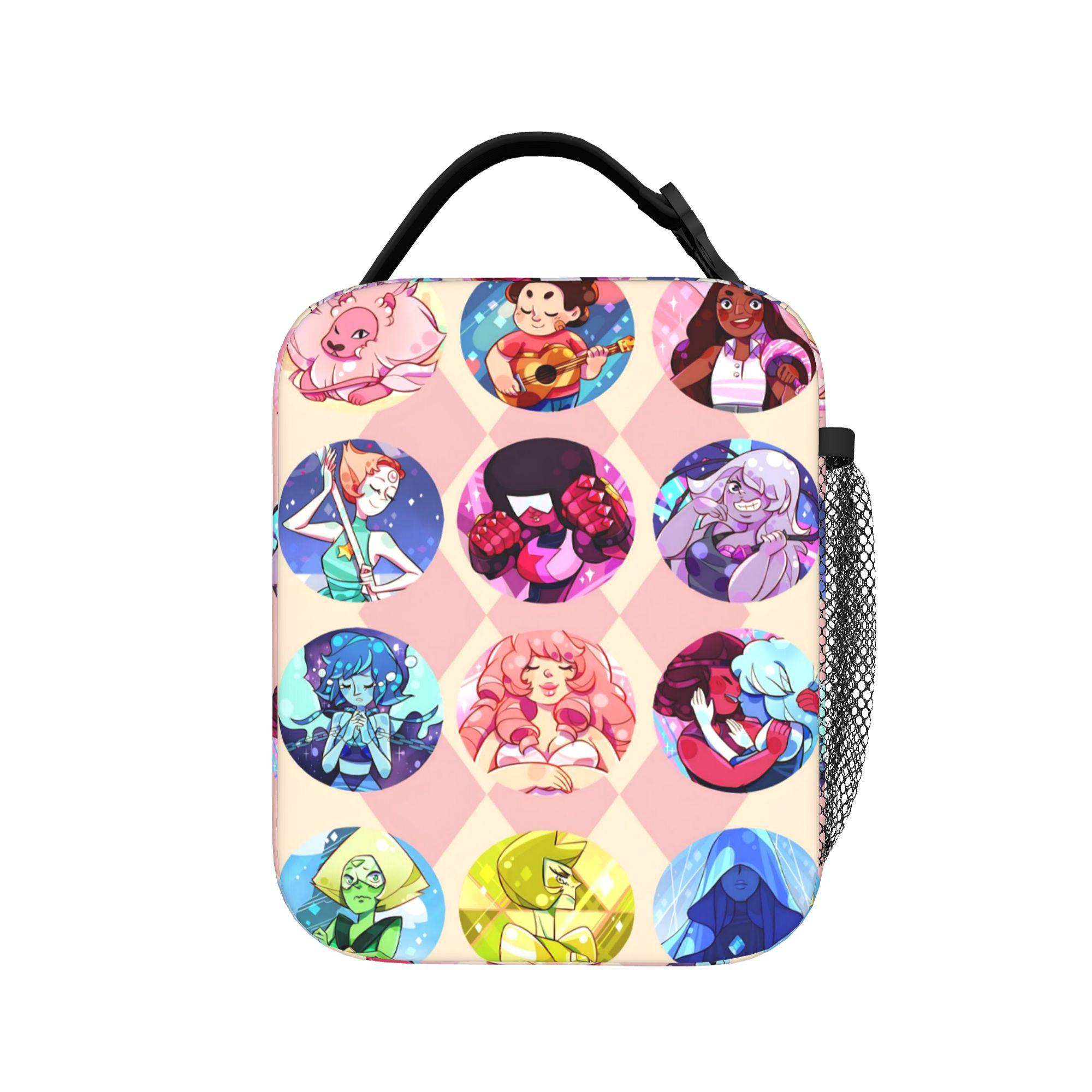 Crystal Gems Steven Universe  Lunch Bag Cute School Lunch Box Print Portable Zipper Cooler Bag One Size