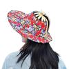 Floral Printed Fan Sun Hats Foldable Bamboo Sunscreen Cap Women Sunhat Folding Fan Hat  for Travel