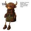 Warm Festive Room Accents Christmas Highland Cow Figurine, Cute Ornament with Retro Plaid Clothing for Farmhouse Holiday Charming Animal Art
