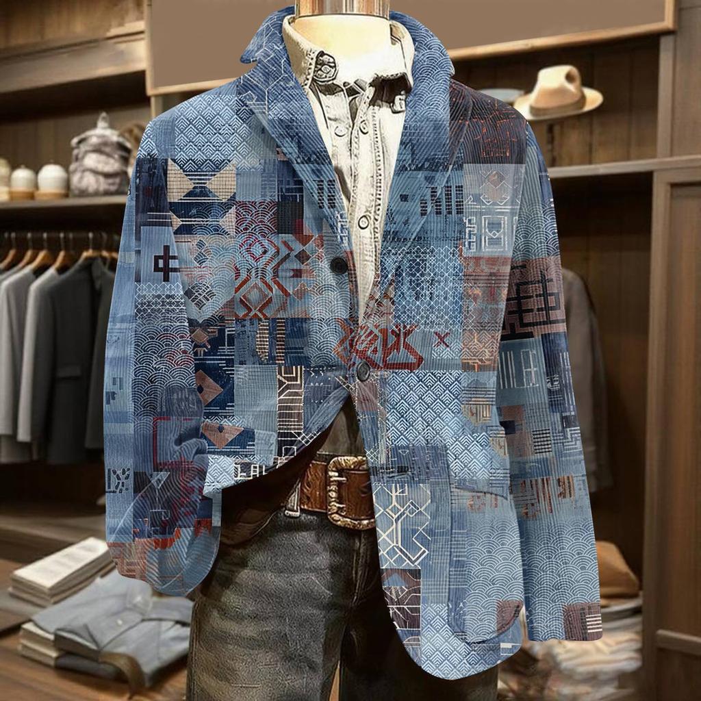 Cárdigan de Chaqueta de Traje Cálido de Pana Estampada para Hombre Traje Casual para Hombre