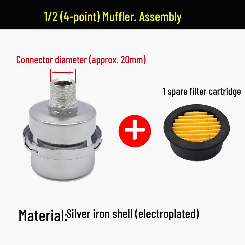 Oil-Free Air Compressor Kit: Direct-Coupled Pump, Silencer Muffler, Air Filter & Element.