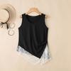 ZANZEA Women Casual Round Neck Lace Splice Summer Sleeveless Vest Tops