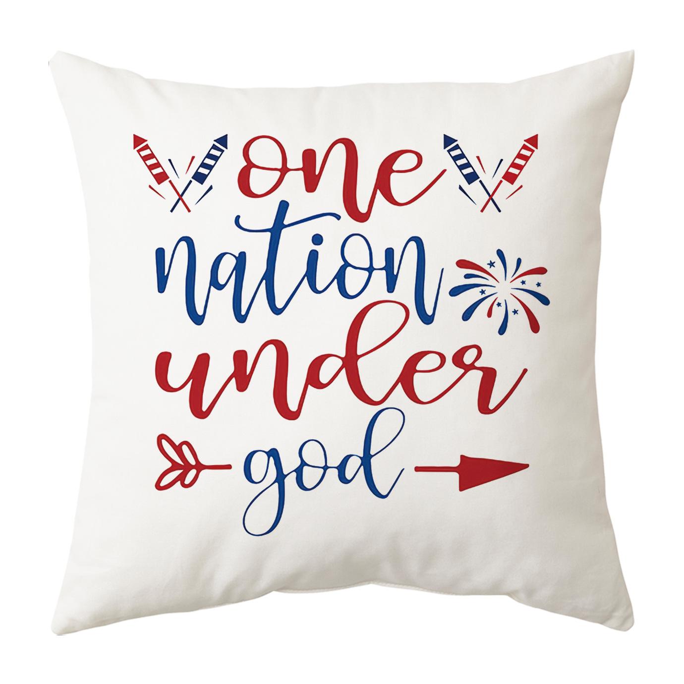

Independence Day Pillow Cover Household Products Red and Blue Alphabet Printed Cushion Cushion Cover 45 * 45cm (collection priority delivery)