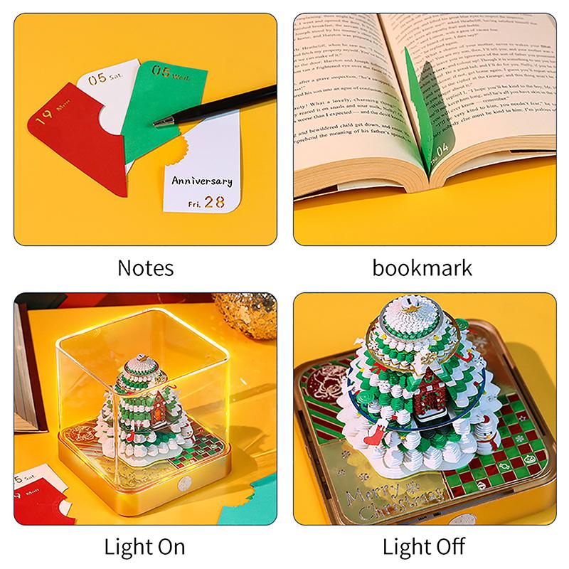 Juletre Bordkalender Med LED-lys 2025 Kalender Notatblokk Kreativ Bordkalender DIY Notater Notisblokk 3D Kunstkalender