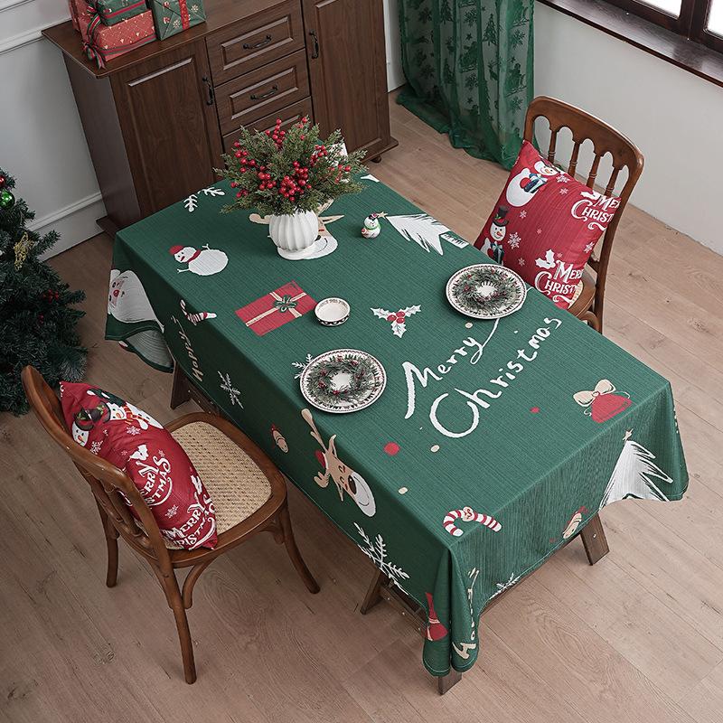 American Tablecloth Christmas Theme Table Cloth Printed Christmas Green Tablecloth Holiday Decorative Tablecloth Manufacturer 140*100cm