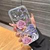 Transparent Clear Lavender Phone Case For Apple Iphone 17 Pro Max 16 15 14 Plus 17Air Rose Flower Oil Painting Shockproof Cover