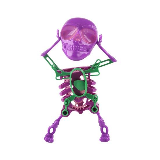 

Детская заводная танцующая игрушка-скелет со светодиодной подсветкой, Хэллоуин, электрическая, 3D, качающийся, шарнирный скелет, пружинная заводная игрушка, настольное украшение фиолетовый