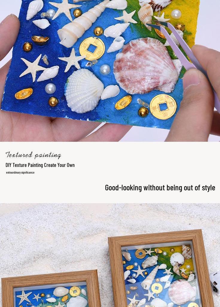 Kit Pittura con Cornice Texturizzata a Conchiglie 3D da Spiaggia - Ornamento Creativo e Regalo di Capodanno